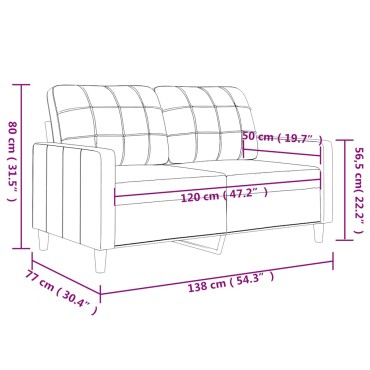 vidaXL Καναπές Διθέσιος Μαύρο Υφασμάτινος 138x77x80cm 1 τεμ.