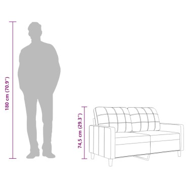 vidaXL Καναπές Διθέσιος Μαύρο Υφασμάτινος 138x77x80cm 1 τεμ.
