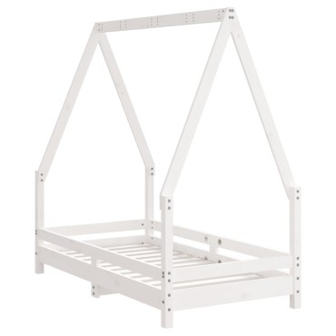vidaXL Πλαίσιο Παιδικού Κρεβατιού Λευκό 70x140cm Μασίφ Ξύλο Πεύκου 1 τεμ. - Μονό