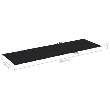 vidaXL Μαξιλάρι Ξαπλώστρας Μαύρο 200 x 60 x 3 εκ. από Ύφασμα Oxford