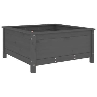 vidaXL Ζαρντινιέρα Γκρι 82,5 x 82,5 x 39 εκ. από Μασίφ Ξύλο Πεύκου