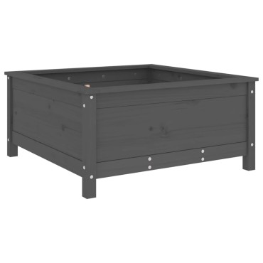 vidaXL Ζαρντινιέρα Γκρι 82,5 x 82,5 x 39 εκ. από Μασίφ Ξύλο Πεύκου
