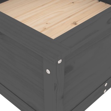 vidaXL Ζαρντινιέρα Γκρι 82,5 x 82,5 x 39 εκ. από Μασίφ Ξύλο Πεύκου