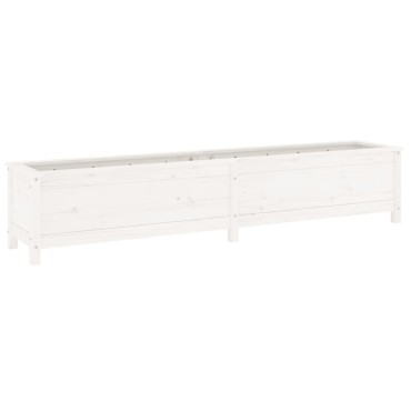 vidaXL Ζαρντινιέρα Υπερυψωμένη Λευκή 199,5x40x39 εκ. Μασίφ Ξύλο Πεύκου