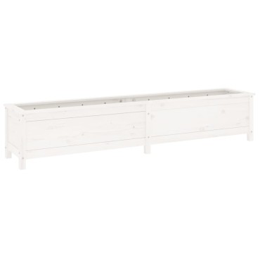 vidaXL Ζαρντινιέρα Υπερυψωμένη Λευκή 199,5x40x39 εκ. Μασίφ Ξύλο Πεύκου
