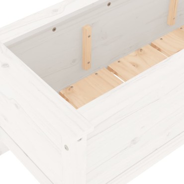 vidaXL Ζαρντινιέρα Υπερυψωμένη Λευκή 199,5x40x39 εκ. Μασίφ Ξύλο Πεύκου