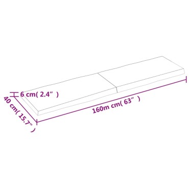 vidaXL Επιφ Τραπεζιού Αν Καφέ 160x40x(2-6)cm Ακατέργ. Μασίφ Ξύλο Δρυός 1 τεμ.