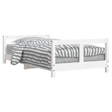 vidaXL Πλαίσιο Παιδικού Κρεβατιού Λευκό 80x160cm Μασίφ Ξύλο Πεύκου 1 τεμ. - Μονό