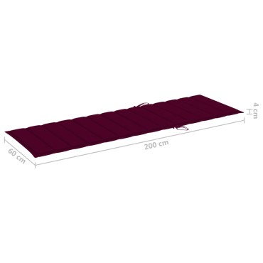 vidaXL Μαξιλάρι Ξαπλώστρας Μπορντό 200x60x3cm από Ύφασμα Oxford
