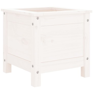 vidaXL Ζαρντινιέρα Λευκή 40 x 40 x 39 εκ. από Μασίφ Ξύλο Πεύκου