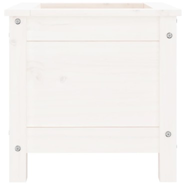 vidaXL Ζαρντινιέρα Λευκή 40 x 40 x 39 εκ. από Μασίφ Ξύλο Πεύκου
