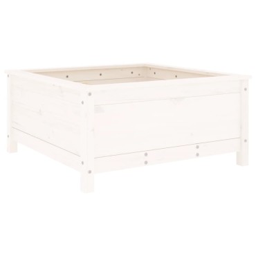 vidaXL Ζαρντινιέρα Λευκή 82,5 x 82,5 x 39 εκ. από Μασίφ Ξύλο Πεύκου