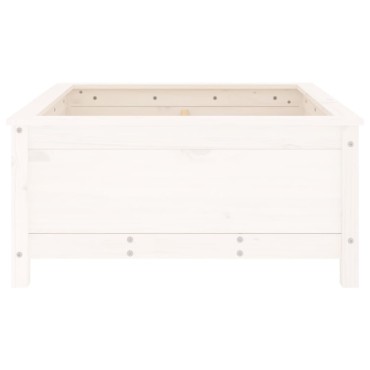 vidaXL Ζαρντινιέρα Λευκή 82,5 x 82,5 x 39 εκ. από Μασίφ Ξύλο Πεύκου