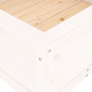vidaXL Ζαρντινιέρα Λευκή 82,5 x 82,5 x 39 εκ. από Μασίφ Ξύλο Πεύκου