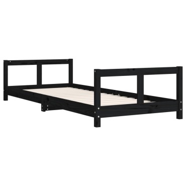 vidaXL Πλαίσιο Παιδικού Κρεβατιού Μαύρο 80x200cm Μασίφ Ξύλο Πεύκου 1 τεμ. - Μονό