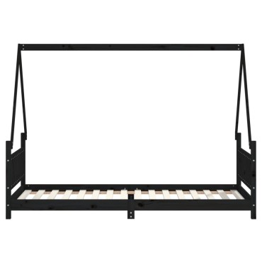 vidaXL Πλαίσιο Παιδικού Κρεβατιού Μαύρο 80x200cm Μασίφ Ξύλο Πεύκου 1 τεμ. - Μονό