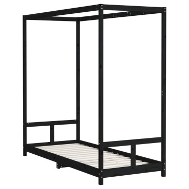 vidaXL Πλαίσιο Παιδικού Κρεβατιού Μαύρο 80x200cm Μασίφ Ξύλο Πεύκου 1 τεμ. - Μονό
