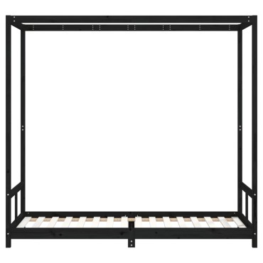 vidaXL Πλαίσιο Παιδικού Κρεβατιού Μαύρο 80x200cm Μασίφ Ξύλο Πεύκου 1 τεμ. - Μονό