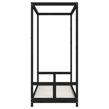 vidaXL Πλαίσιο Παιδικού Κρεβατιού Μαύρο 80x200cm Μασίφ Ξύλο Πεύκου 1 τεμ. - Μονό