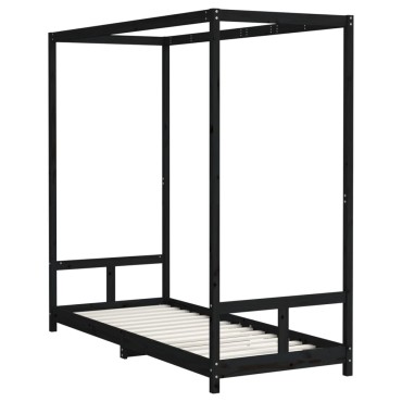 vidaXL Πλαίσιο Παιδικού Κρεβατιού Μαύρο 80x200cm Μασίφ Ξύλο Πεύκου 1 τεμ. - Μονό