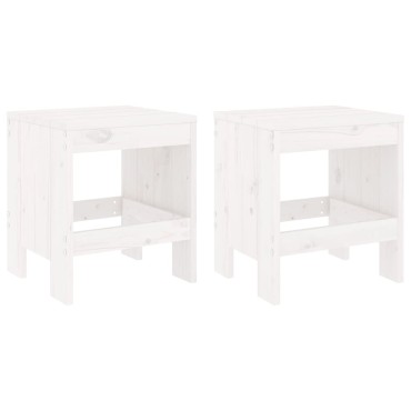 vidaXL Σκαμπό Κήπου 2 τεμ. Λευκά 40x36x45cm από Μασίφ Ξύλο Πεύκου