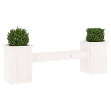 vidaXL Ζαρντινιέρα Παγκάκι Λευκό 184,5x39,5x56,5cm Μασίφ Ξύλο Πεύκου 1 τεμ.