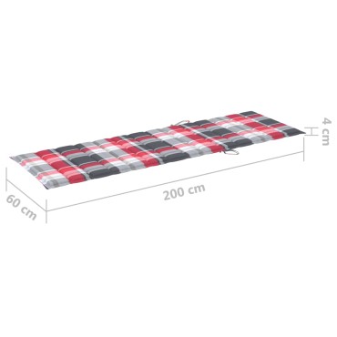 vidaXL Μαξιλάρι Ξαπλώστρας Κόκκινο Καρό 200x60x3cm από Ύφασμα Oxford