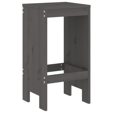 vidaXL Σκαμπό Μπαρ 2 τεμ. Γκρι 40x36x75cm από Μασίφ Ξύλο Πεύκου