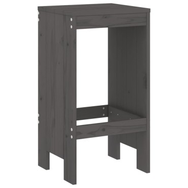 vidaXL Σκαμπό Μπαρ 2 τεμ. Γκρι 40x36x75cm από Μασίφ Ξύλο Πεύκου