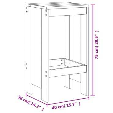 vidaXL Σκαμπό Μπαρ 2 τεμ. Γκρι 40x36x75cm από Μασίφ Ξύλο Πεύκου