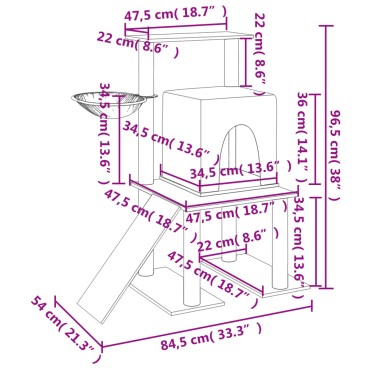 vidaXL Γατόδεντρο Aνοιχτό Γκρι 96,5 εκ. με Στύλους Ξυσίματος από Σιζάλ