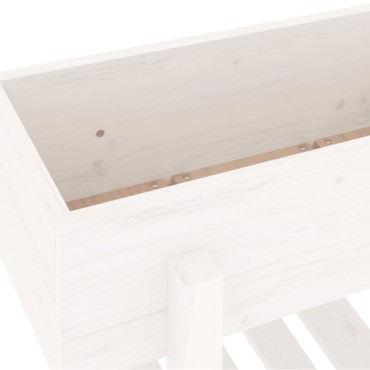 vidaXL Ζαρντινιέρα Λευκή 62 x 30 x 69 εκ. από Μασίφ Ξύλο Πεύκου