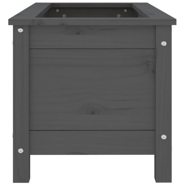 vidaXL Ζαρντινιέρα Γκρι 82,5 x 40 x 39 εκ. από Μασίφ Ξύλο Πεύκου