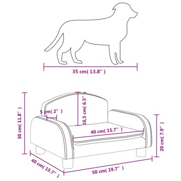 vidaXL Κρεβάτι Σκύλου Ανοιχτό Γκρι 50 x 40 x 30 εκ. Υφασμάτινο