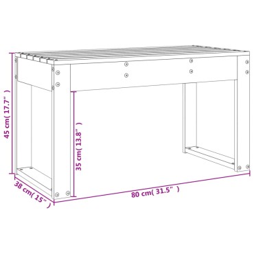vidaXL Πάγκος Κήπου Μελί 80x38x45cm από Μασίφ Ξύλο Πεύκου