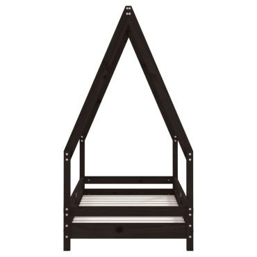vidaXL Πλαίσιο Κρεβατιού Μαύρο70x140cm από Μασίφ Ξύλο Πεύκου 1 τεμ. - Μονό
