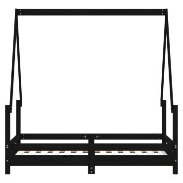 vidaXL Πλαίσιο Κρεβατιού Μαύρο70x140cm από Μασίφ Ξύλο Πεύκου 1 τεμ. - Μονό
