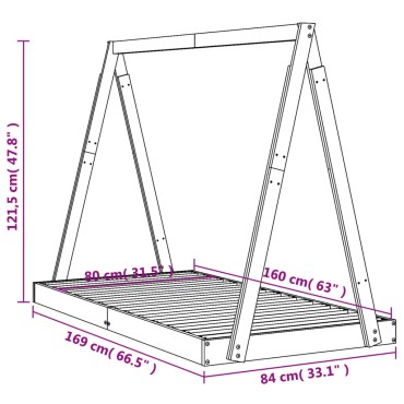 vidaXL Πλαίσιο Παιδικού Κρεβατιού Λευκό 80x160cm Μασίφ Ξύλο Πεύκου 1 τεμ. - Μονό