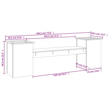 vidaXL Ζαρντινιέρα Παγκάκι 184,5x39,5x56,5cm από Μασίφ Ξύλο Πεύκου 1 τεμ.