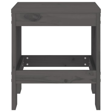 vidaXL Σκαμπό Κήπου 2 τεμ. Γκρι 40x36x45cm από Μασίφ Ξύλο Πεύκου