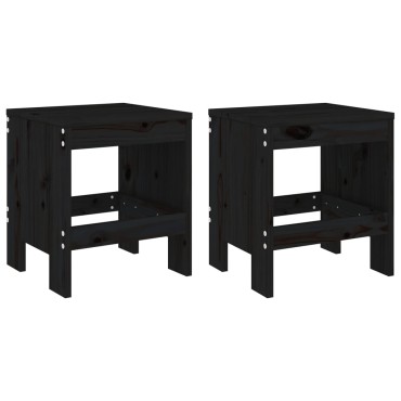 vidaXL Σκαμπό Κήπου 2 τεμ. Μαύρα 40x36x45cm από Μασίφ Ξύλο Πεύκου