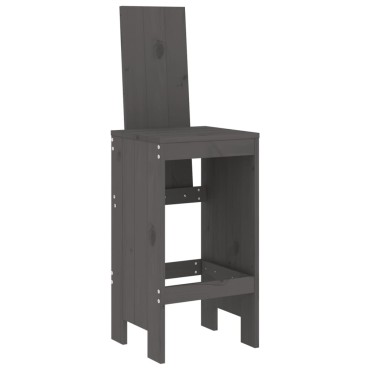vidaXL Σκαμπό Μπαρ 2 τεμ. Γκρι 40x42x120cm από Μασίφ Ξύλο Πεύκου