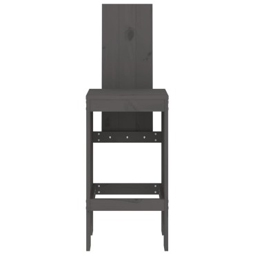 vidaXL Σκαμπό Μπαρ 2 τεμ. Γκρι 40x42x120cm από Μασίφ Ξύλο Πεύκου