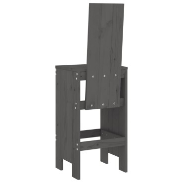 vidaXL Σκαμπό Μπαρ 2 τεμ. Γκρι 40x42x120cm από Μασίφ Ξύλο Πεύκου
