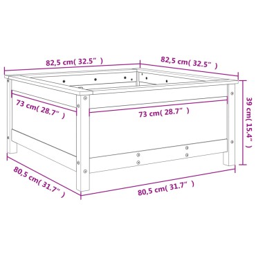 vidaXL Ζαρντινιέρα 82,5 x 82,5 x 39 εκ. από Μασίφ Ξύλο Πεύκου