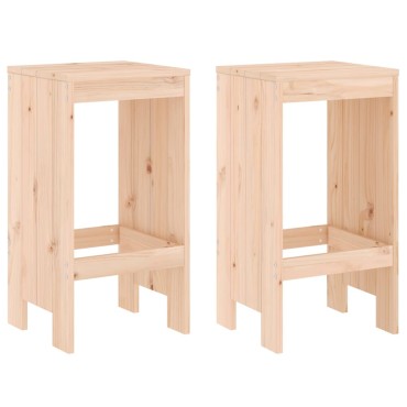 vidaXL Σκαμπό Μπαρ 2 τεμ. 40x36x75cm από Μασίφ Ξύλο Πεύκου
