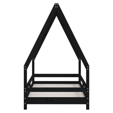 vidaXL Πλαίσιο Παιδικού Κρεβατιού Μαύρο 80x160cm Μασίφ Ξύλο Πεύκου 1 τεμ. - Μονό