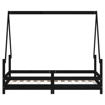 vidaXL Πλαίσιο Παιδικού Κρεβατιού Μαύρο 80x160cm Μασίφ Ξύλο Πεύκου 1 τεμ. - Μονό