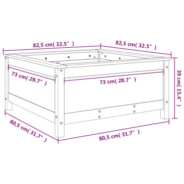 vidaXL Ζαρντινιέρα Μελί 82,5 x 82,5 x 39 εκ. από Μασίφ Ξύλο Πεύκου