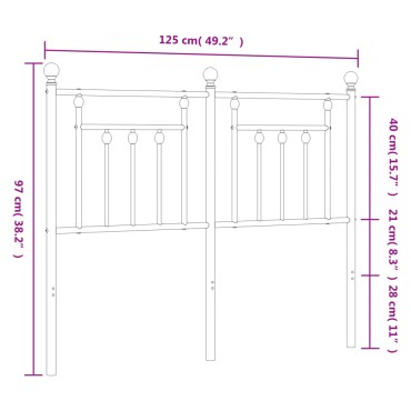 vidaXL Κεφαλάρι Λευκό Μεταλλικό 125x3x97cm 1 τεμ.